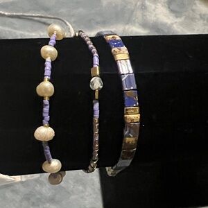 Chic Purple and Gold Bracelet Trio